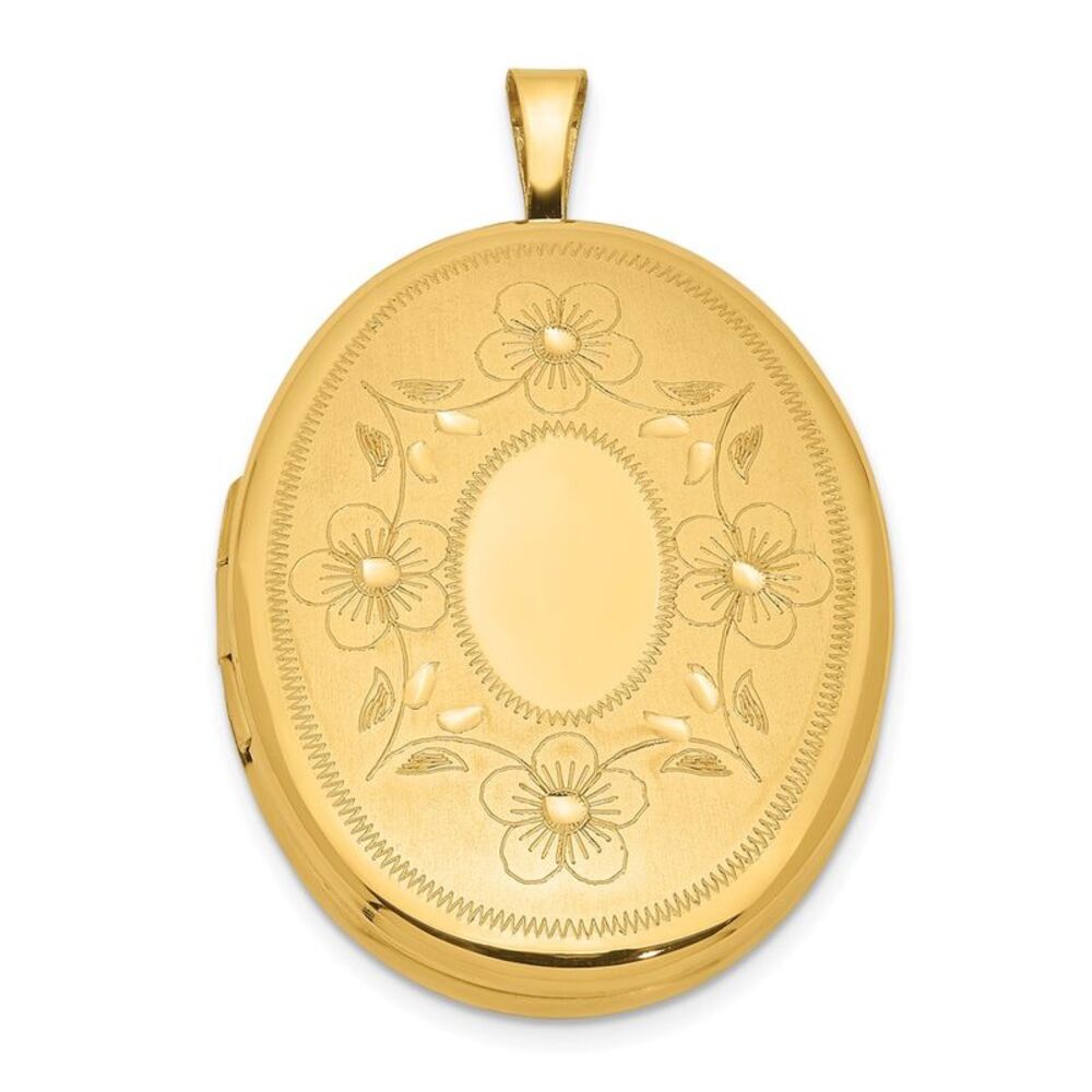 1/20 14K Gold Filled 26mm Floral Oval 2 Frame Locket